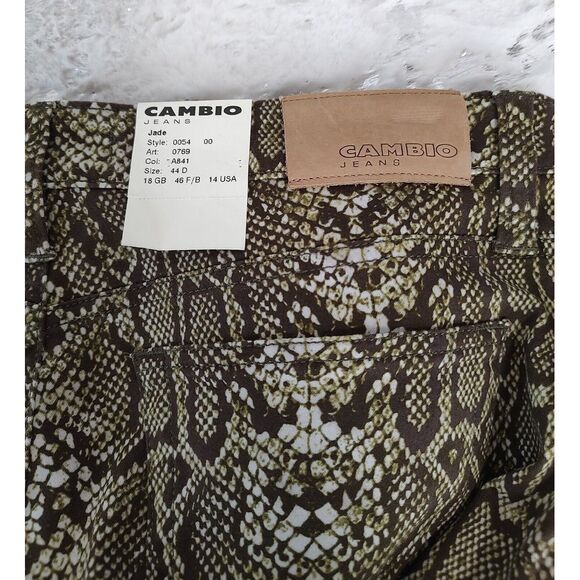 Cambio Snakeskin Print Pants Straight Leg Casual Trousers Neutral Size 14 - Picture 7 of 9